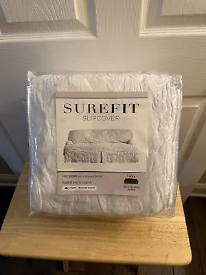 SureFit Matelasse Damask 1 Piece T-Cushion Kick Pleat Sofa Slipcover White • $64.99