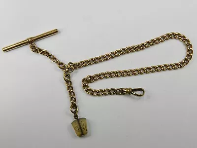 VINTAGE SIMMONS GOLD FILLED POCKET WATCH CHAIN FOB T-BAR - 19g 11 INCHES • $45