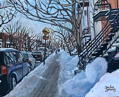 Mile End Le Plateau Montreal Winter Scene 8x10 Darlene Young Canadian Artist • $72.70