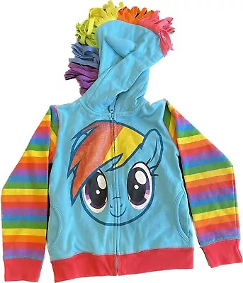 My Little Pony Rainbow Dash Hooded Zipped Sweatshirt Size L Kids 6X Wings Mohawk • £12.84