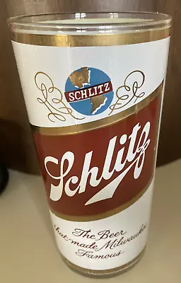 Vintage Schlitz Milwaukee Beer Brewery  Blue & Gold Circle Frosted Glass • $6.95
