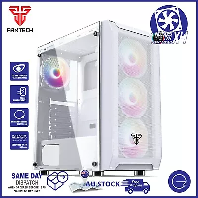 Fantech PC Gaming Computer Case Tempered Glass ATX Tower With 4 X Fixed RGB Fan • $99