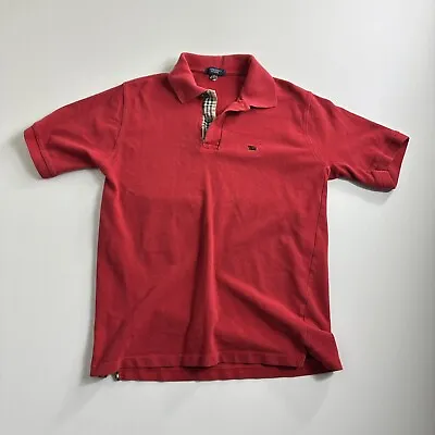 Burberry London Mens Short Sleeve Polo Shirt Novacheck Size Small Red Preppy • $45