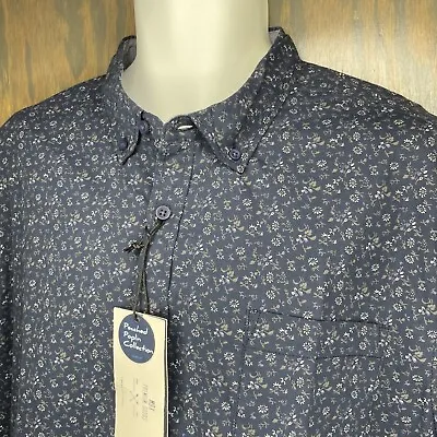 MBX Men's XL 100% Cotton Poplin Button Down Shirt Navy Blue Floral NEW $55 • $24.99