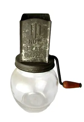 Nut Meat Chopper Vintage Atlas Glass Jar For DISPLAY ONLY • $10