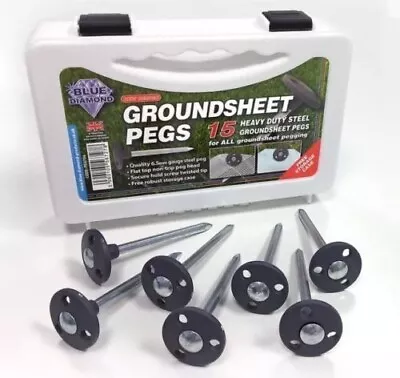 £12.95 • Buy Blue Diamond 15 X Tent Awning Camping Heavy Duty Metal Steel Groundsheet Pegs