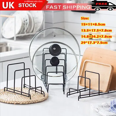 Cupboard Saucepan Pan Lids Rack Storage Cabinet Kitchen Shelving Holder Plates • £6.69