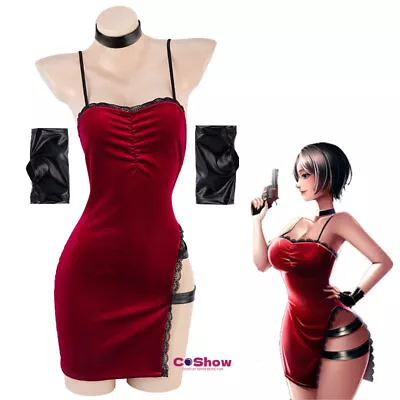New Secret Service Spy Ada Wong Cosplay Dress Robes Uniform Sexy Red Lace Dress • $10.22