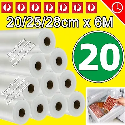 +20 Rolls Vacuum Food Sealer Saver Bag Seal Storage Commercial Grade 20/25/28X6M • $9.98