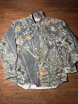 VINTAGE Mossy Oak Mens Shirt M Button Up Treestand Camo Hunting Flannel • $35