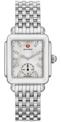 Michele Deco Mid Stainless Steel Diamonds Rectangle Womens Watch MWW06V000002 • $975