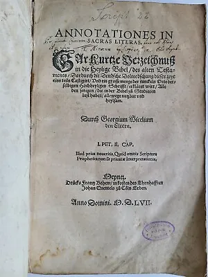 1557 BIBLE COMMENTARY By Georg Witzel Antique 16th CENTURY VELLUM In German • $571