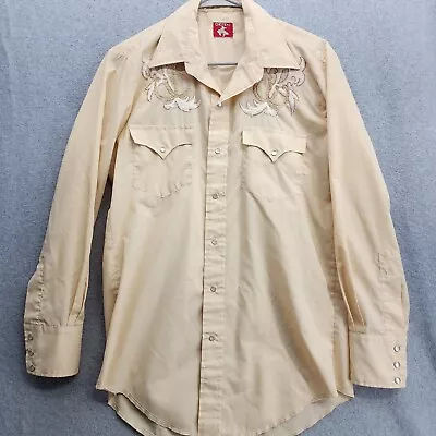 Vintage Chute #1 Horseshoe Embroidery Pearl Snap Western Shirt Size Large  • $19.87