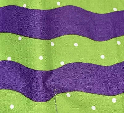 Purple And Green Wavy Dot Vintage Cotton Fabric By Freddy Moran 3 Yd 28” X 44” • $37.95