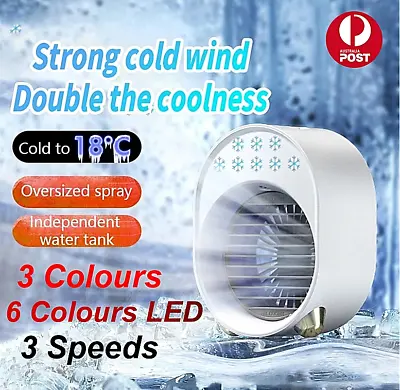 $36.80 • Buy Portable Air Conditioner USB Fan Cooler Humidifier Water Cooling Fan Purifier AU