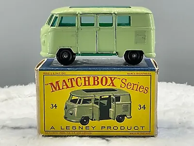 Matchbox 34B Volkswagen Camper 1962 NMintGenuine In Original D BoxN.O.S • $190