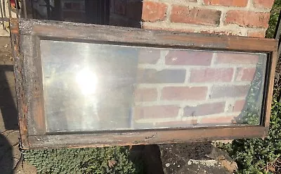 Antique Thick Glass Door Top Transom Window 40 X 16 X 1 1/2” Wood Frame 20’s • $79