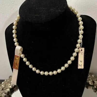 Majorica Pearl Chocker Necklace Knotted 5 Mm Beaded Sterling Silver  15  Long • $85