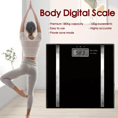 Digital Electronic Scale Body Fat LCD Bathroom Gym Weight Black NEW • $17.99