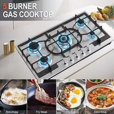 Propane Gas Cooktop 5 Burner Stainless Steel Gas Hob Gas Stove Cooker NG/LPG US • $237.49