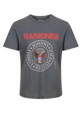 Recovered Ramones Mens Crew Neck T-Shirts Cotton Short Sleeves Black Gift Top • £24.99