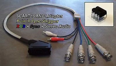 WOOKIEEWIN Female RGB SCART To 4 BNC + Audio Cable + SYNC STRIPPER XM29 PVM BVM • $49.99