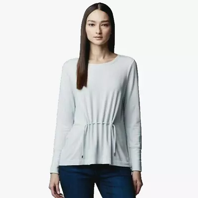 NEW Simply Vera Wang XS Women's Blue Cinch Ruched Tie Soft Knit Top Blouse • $16.39