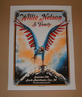 $125 • Buy Zeb Love Willie Nelson Cary North Carolina Concert Poster Print Signed Numbered