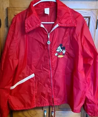 Walt Disney Mens Jacket L Large Productions Mickey Mouse Nylon Windbreaker VTG • $58