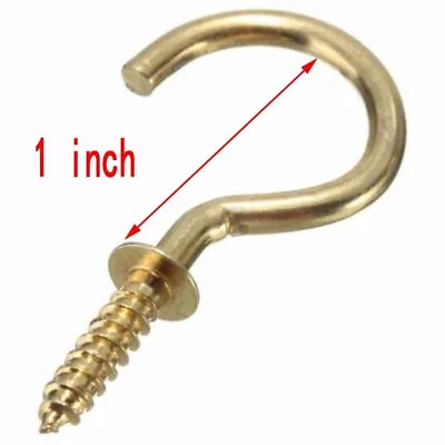 50-x-Brass-Cup-Hooks-Screws-Plant-Coat-Hanger-Key-Jewelry-Display-Holder-3-Size • $6.93