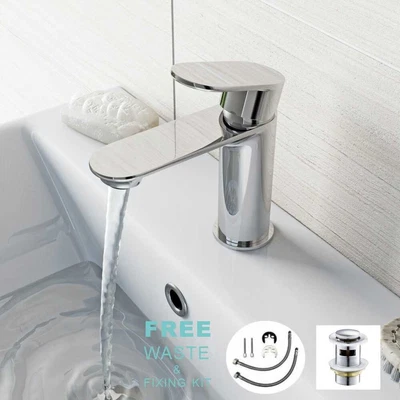 £22.95 • Buy NEW Modern Waterfall Bathroom Tap Basin Sink Mono Mixer Chrome Cloakroom + Waste