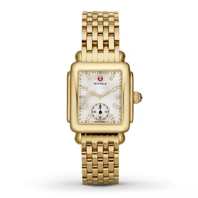 NEW Michele Deco Mid 18K Gold Diamond Dial Watch - MWW06V000004 • $1249