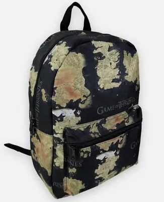 Game Of Thrones Backpack 16” Black Map Exclusive Print Laptop Bag Bookbag • $20.66