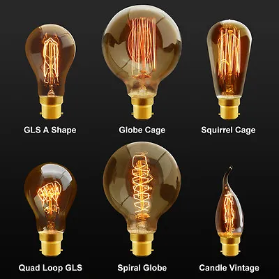 B22 Bayonet Filament Vintage Edison Style Squirrel Cage Lamp Light Bulbs  • £8.99