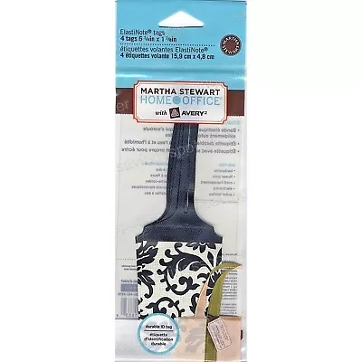 Martha Stewart Home Office Avery ElastiNote ID Tags Durable Black Damask 4 • $7.99