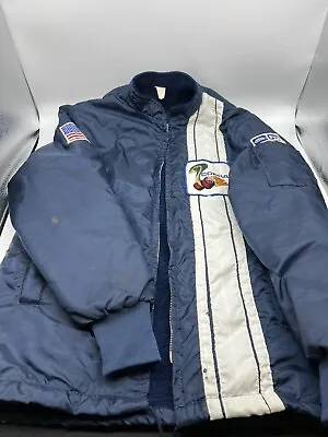 Vintage Blue And White Stripe Ford Shelby Cobra Racing Jacket Size Small USA • $145