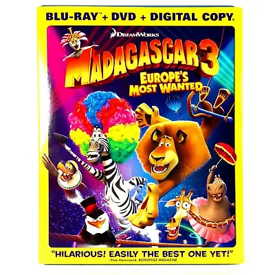 Madagascar 3: Most Wanted (Blu-ray/DVD 2012 Widescreen) Like New W/ Slip ! • $12.98