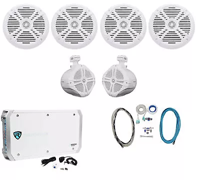 4) Rockville RMSTS80B 8  2000w Marine Boat Speakers+2) Wakeboards+Amp+Wire Kit • $494.80