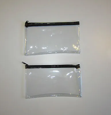 2 Clear Vinyl Zipper Wallets Bank Bag Money Jewelry Pouch Coin Currency Coupons • $11.95