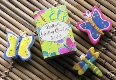 NIB - 3 Floating Colorful Butterflies & Dragonfly Candles Cute Set Table Decor • $1.89
