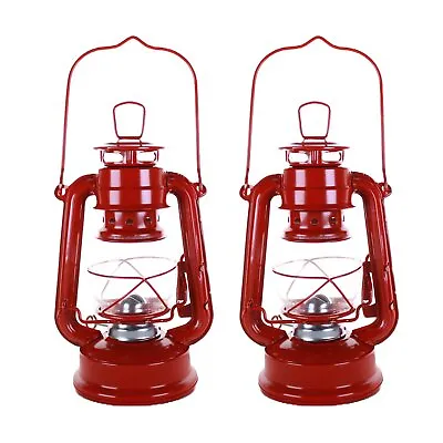 2 Vintage Railroad Kerosene Oil Outdoor Portable Camping Lantern Light 8  Red • $24.95