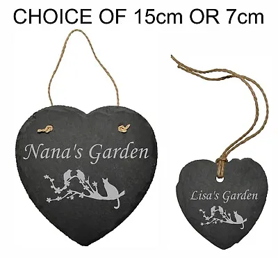 Personalised Engraved Garden Slate Heart Plaque Sign Shed Mum Nana Birthday Gift • £9.95