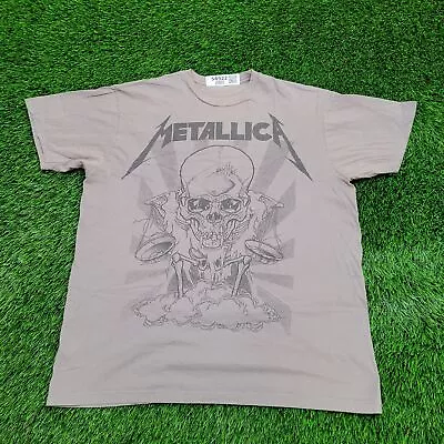 Metallica Pushead Skull Heavy-Metal Shirt L-Short 22x26 Gray And-Justice-for-All • $31.96