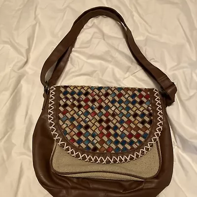 Vintage Mossimo Supply Co. Vegan Leather Burlap Weave Adjustable Strap Purse • $8