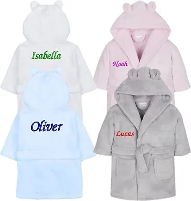 Personalised Embroidered Dressing Gown -  Kids Robe Dressing Gown Baby Bath Gift • £12.99