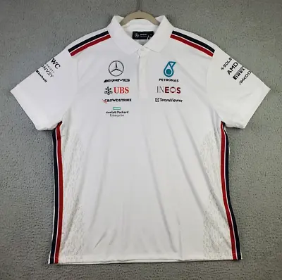 Mercedes AMG Petronas *NWT* Formula One 2023 Team Polo Shirt Mens Size XXL White • $64.99