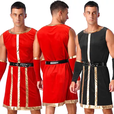 Men's Medieval Royal Guard Cosplay Tunic Robes Roman Knight Fancy Dress Outfits • £8.06