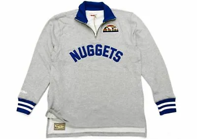 Mitchell And Ness The Victory 1/4 Zip Jackets Denver Nuggets Grey New • £85.80