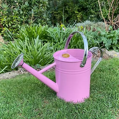 3.5 Litre Pink Metal & Chrome Coloured Garden Watering Can With Rose • £17.99