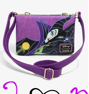 Loungefly Sleeping Beauty Maleficent Dragon Split GITD Crossbody Bag -NWT & Wrap • $78.95